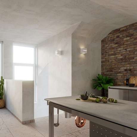 Lampă de perete ceramică LEO LINE alb + 1x bec LED E27 4000K rece 7.5W 650lm