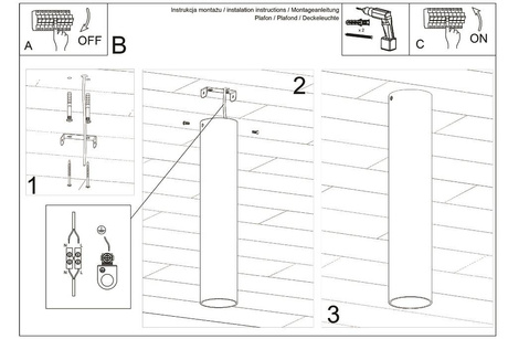 Plafonieră LAGOS 30 negru + 1x bec LED GU-10 4000K rece 7W 630lm