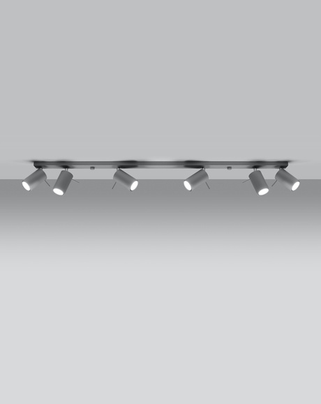 Plafonieră RING 6L gri + 6x bec LED GU-10 3000K Warm 7W 620lm