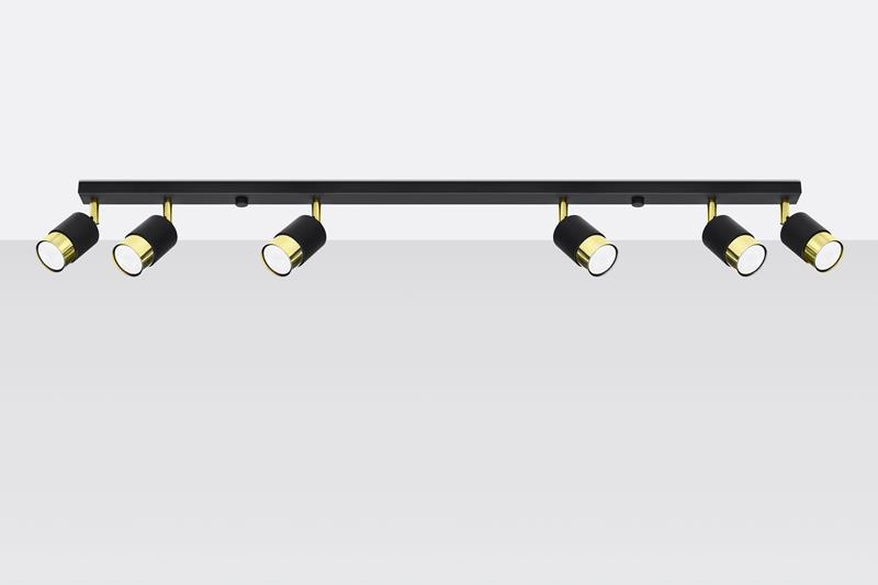 Plafonieră NERO 6 negru/gold + 6x bec LED GU-10 4000K Cold 7W 630lm