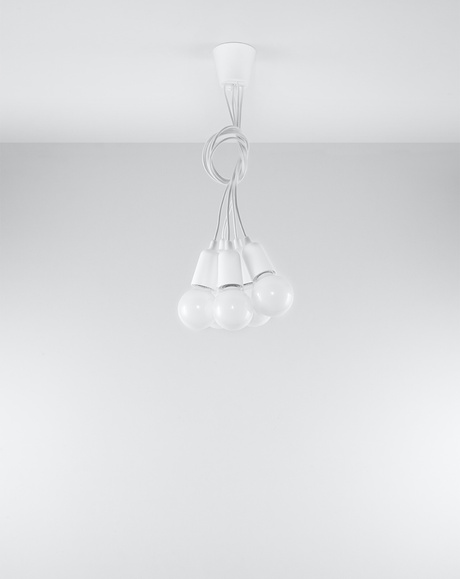 DIEGO 5 lampă suspendată albă + 5x bec LED E27 3000K Warm 7,5W 620lm