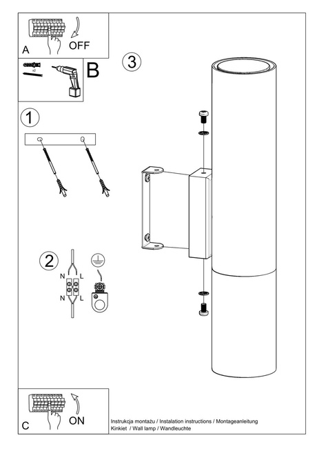 LOOPEZ lampă de perete negru / cupru + 2x bec LED GU-10 3000K cald 7W 620lm