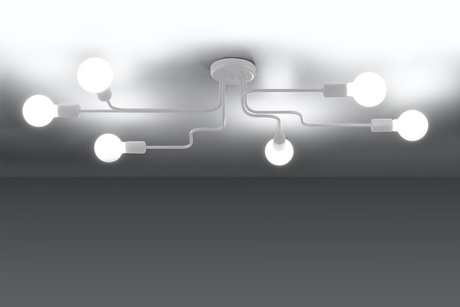 Candelabru HECTOR 6 alb + 6x bec LED E27 4000K rece 7.5W 650lm