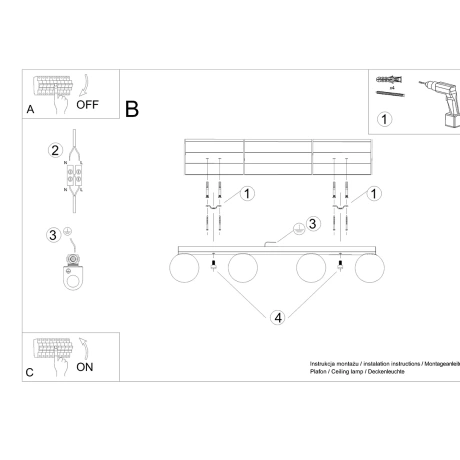 Plafonieră YOLI 4 alb