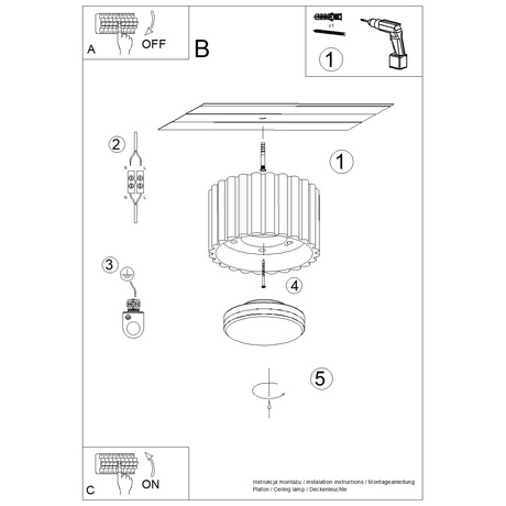 Plafonieră AURA 1 negru Gx53