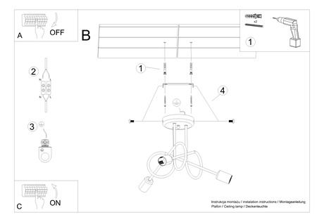Candelabru SUPEŁ 3 negru = 3X bec LED E27 3000K 7W 760lm