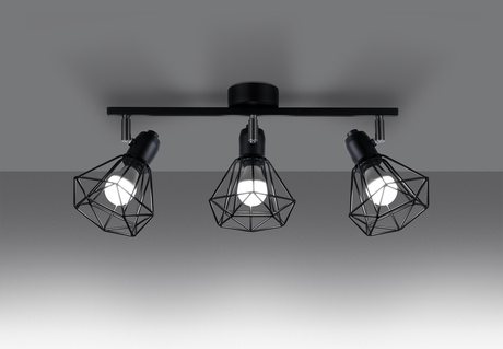 Plafonieră ARTEMIS 3 negru + 3x bec LED E14 3000K Warm 7.5W 620lm