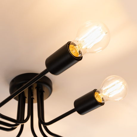 Candelabru VECTOR 8 negru + 8X bec LED E27 3000K 7W 760lm