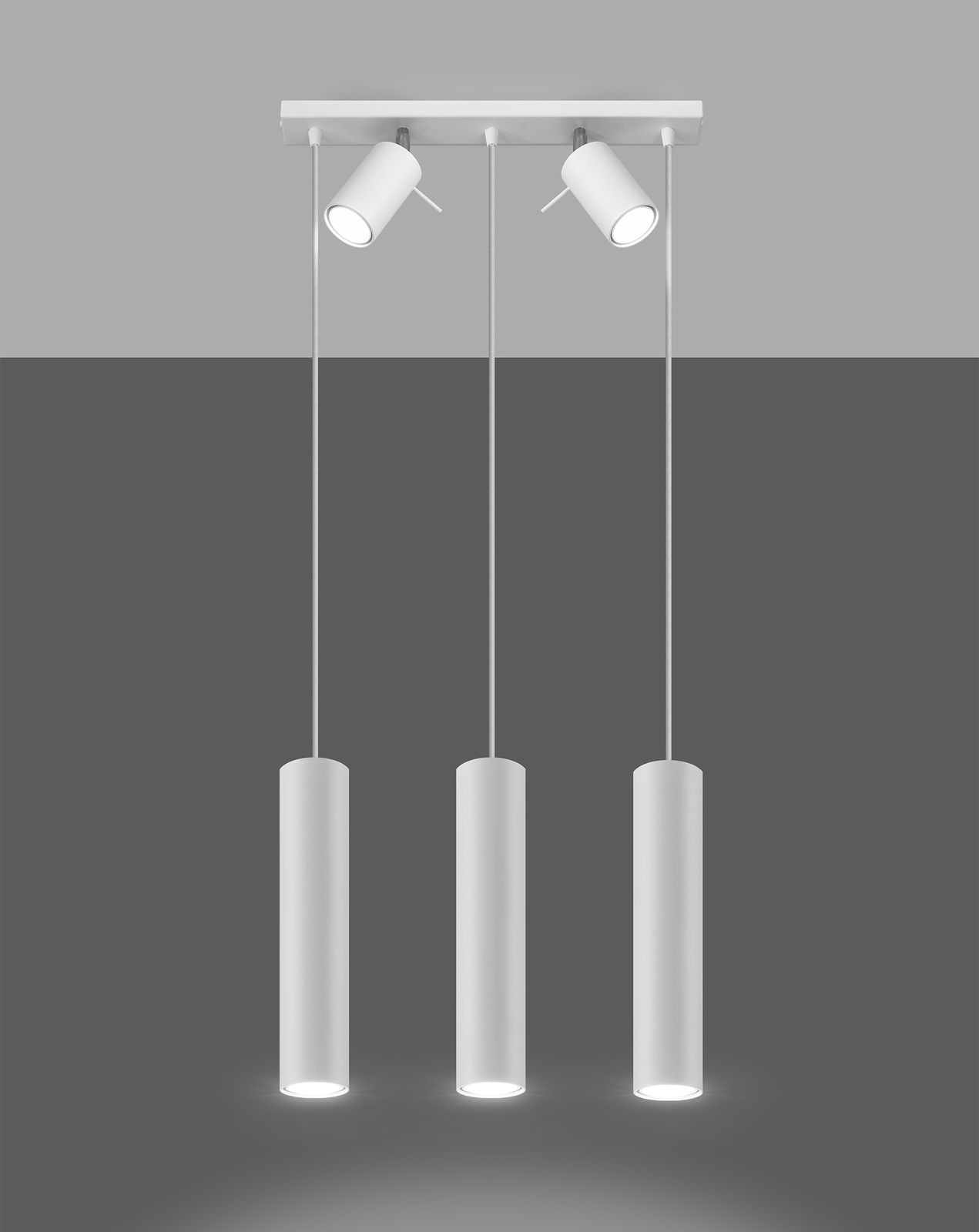RING 3 lampă suspendată alb + 5x bec LED GU-10 4000K rece 7W 630lm