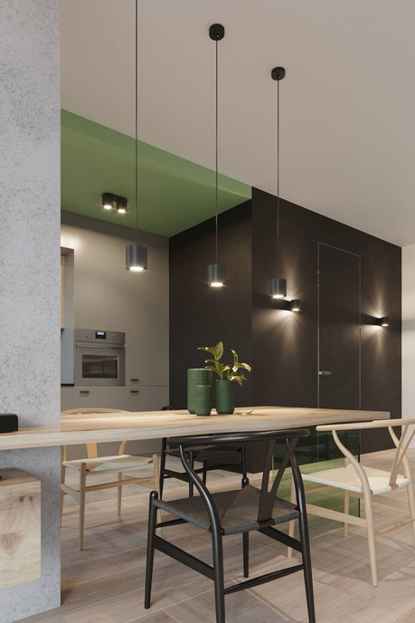 Plafonieră ORBIS 1 negru + 1x bec LED GU-10 4000K rece 7W 630lm