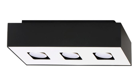 Plafonieră MONO 3 negru + 3x bec LED GU-10 4000K rece 7W 630lm
