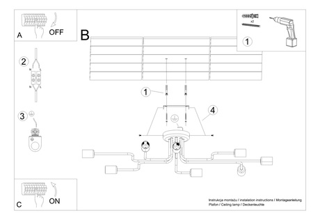 Candelabru VECTOR 8 negru + 8X bec LED E27 3000K 7W 760lm