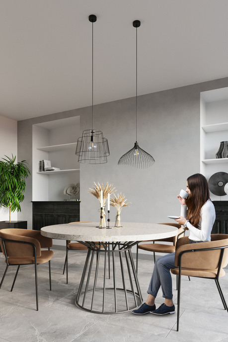 Lampă suspendată UMB negru + 1x bec LED E27 3000K Warm 7.5W 620lm