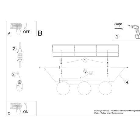 Plafonieră YOLI 3 negru