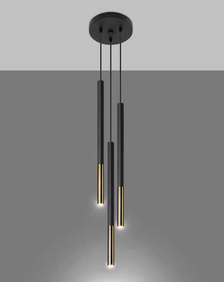 MOZAICA 3P negru / aur lampă suspendată + 3x bec LED G9 4000K rece 4,5W 530lm