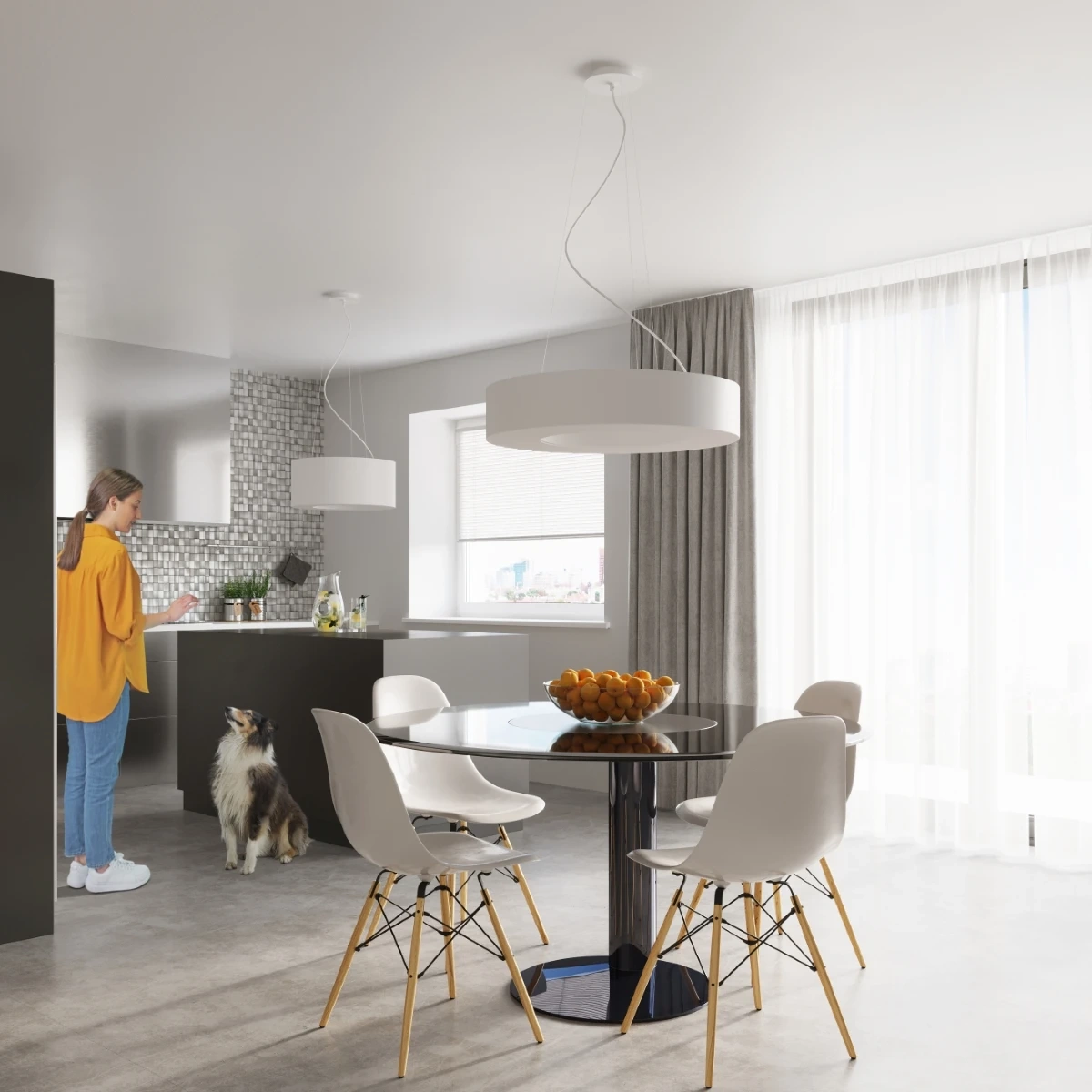 Candelabru SATURNO SLIM 50 alb