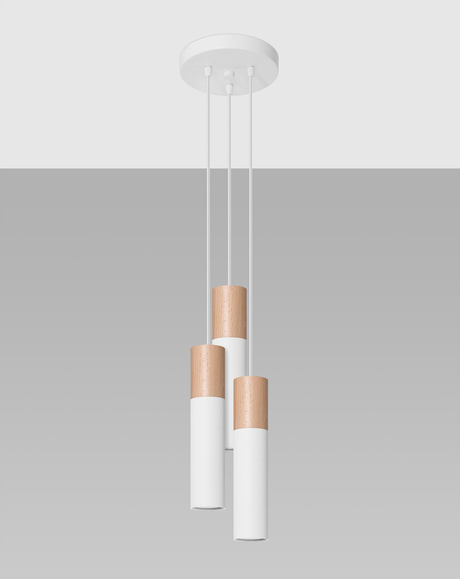 PABLO 3P lampă suspendată albă + 3x bec LED GU-10 4000K rece 7W 630lm