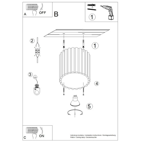 Plafonieră AURA 1 roșu ochra GU10