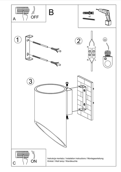 Lampă de perete PENNE 20 negru + 1x bec LED G9 3000K cald 4.5W 510lm