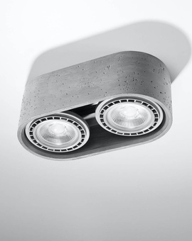 Plafonieră BASIC 2 beton + 2x bec LED GU10 AR111 3000K Warm 12W 800lm