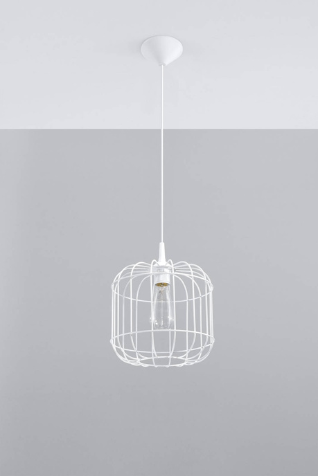 Lampă suspendată CELTA alb + 1x bec LED E27 3000K cald 7.5W 620lm