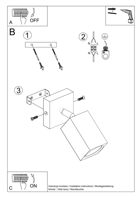 Lampă de perete KEKE stejar + 1x bec LED GU-10 4000K rece 7W 630lm