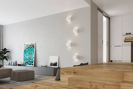 Lampă de perete ceramică LEO alb + 1x bec LED E27 3000K cald 7.5W 620lm