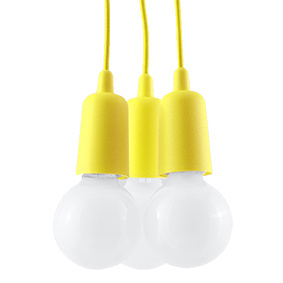 DIEGO 3 lampă suspendată galben + 3x bec LED E27 3000K cald 7,5W 620lm