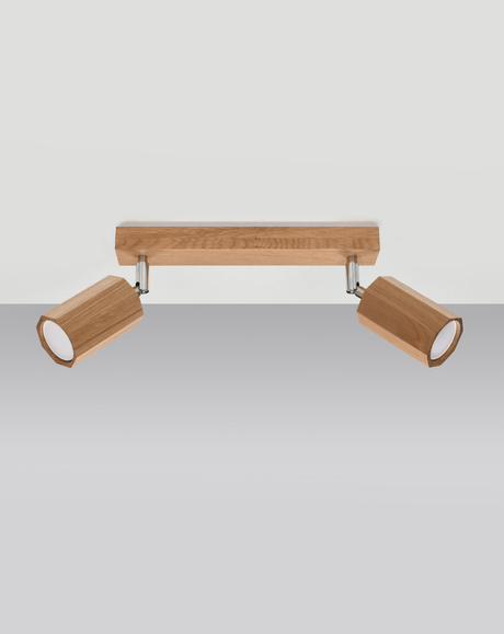 Plafonieră ZEKE 2 stejar + 2x bec LED GU-10 3000K Warm 7W 620lm