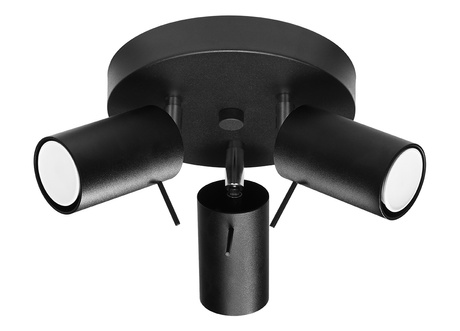Plafonieră RING 3P negru + 3x bec LED GU-10 4000K rece 7W 630lm