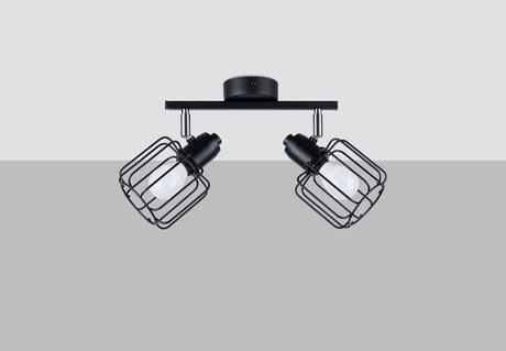 Plafonieră BELUCI 2 negru + 2x bec LED E14 4000K rece 7.5W 680lm