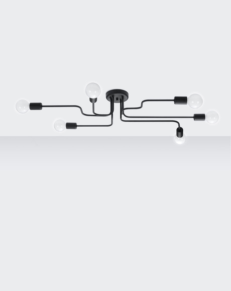 Candelabru VECTOR 6 negru + 6x bec LED E27 4000K rece 7.5W 650lm