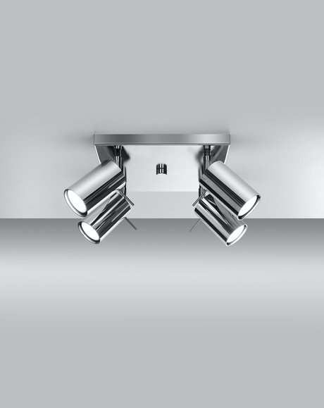 Plafonieră RING 4 crom + 4x bec LED GU-10 4000K rece 7W 630lm