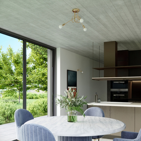 Candelabru SUPEŁ 3 aur lucios + 3X bec LED E27 3000K 7W 760lm