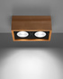 Plafonieră QUATRO 2 lemn natural + 2x bec LED GU10 AR111 3000K Warm 12W 800lm