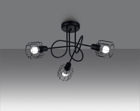 Candelabru BELUCI 3S negru + 3x bec LED E14 3000K cald 7.5W 620lm
