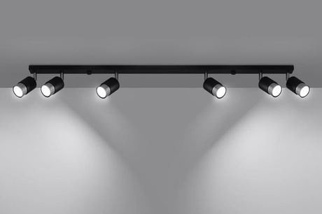 Plafonieră NERO 6 negru/cromo + 6x bec LED GU-10 4000K Cold 7W 630lm