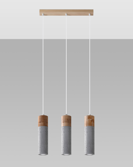 ZANE 3 lampă suspendată gri + 3x bec LED GU-10 4000K rece 7W 630lm