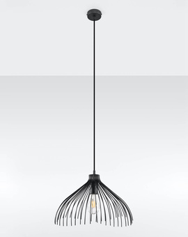 Lampă suspendată UMB negru + 1x bec LED E27 4000K rece 7,5W 650lm