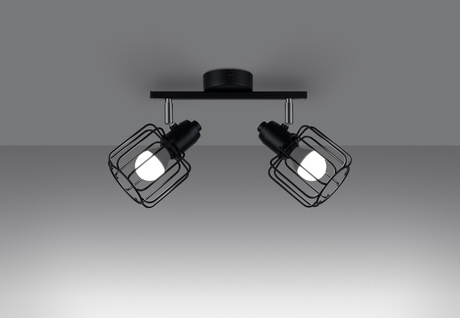 Plafonieră BELUCI 2 negru + 2x bec LED E14 4000K rece 7.5W 680lm