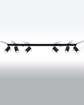 Plafonieră RING 6L negru + 6x bec LED GU-10 3000K Warm 7W 620lm