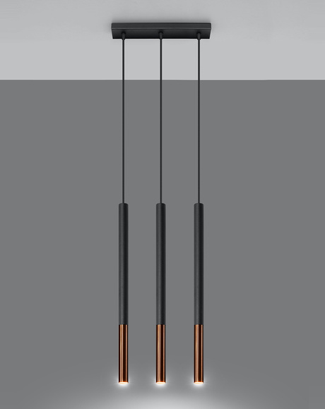 MOZAICA 3L negru / cupru lampă suspendată + 3x bec LED G9 3000K cald 4.5W 510lm