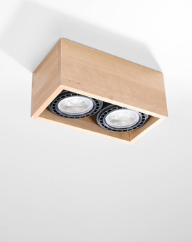 Plafonieră QUATRO 2 lemn natural + 2x bec LED GU10 AR111 3000K Warm 12W 800lm