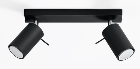 Plafonieră RING 2 negru + 2x bec LED GU-10 3000K cald 7W 620lm