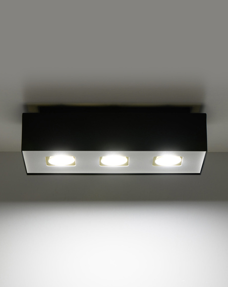 Plafonieră MONO 3 negru + 3x bec LED GU-10 3000K cald 7W 620lm