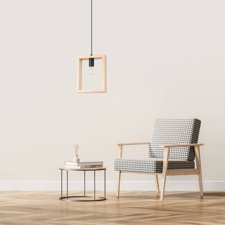 ARIES lampă suspendată din lemn natural + 1x bec LED E27 3000K 7W 760lm