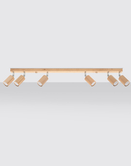 Plafonieră BERG 6 lemn natural + 6x bec LED GU-10 3000K Warm 7W 620lm