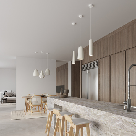 GULCAN lampă suspendată ceramică albă + 1x bec LED E27 4000K rece 7,5W 690lm