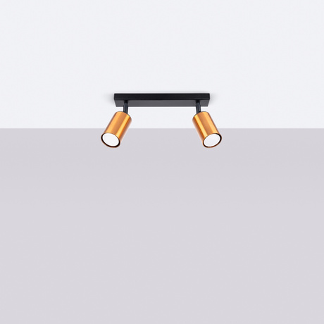 Plafonieră WINX 2 negru / cupru + 2x bec LED GU-10 3000K Warm 7W 510lm