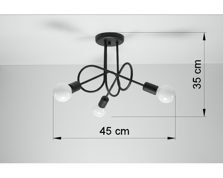 Candelabru SUPEŁ 3 negru + 3x bec LED E27 3000K cald 7,5W 620lm